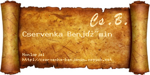 Cservenka Benjámin névjegykártya